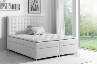 Boxspringbett Schlafzimmerbett CARIN Kunstleder Weiss 200x200cm