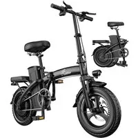 Vankel E-Bike Klapprad E-Fahrrad für Chauffeur u. Fahrdienst 374WH Pedelec 48V 70 km E-bikes, Kettenschaltung, Heckmotor, 374 Wh, (Beleuchtungsset mit Batterieladegerät, Batterieschlüssel, Werkzeug), Kleines faltbares Elektrofahrrad mit Scheibenbrems