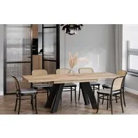 Endo-Moebel Esstisch Como Esstisch 130–210cm ausziehbar für 8 Personen, Tischbeine schwarz, Ausziehbar 130-210 cm (2x40 cm), Platte 36mm, 4 Beine, schwarz matt