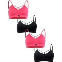 Fabio Farini Sport-BH Sport-BH - Damen nahtlose Sport-Bustier aus atmungsaktiven Material (Packung, 4-tlg) bügellos, mit Spaghettiträgern