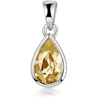 Materia Kettenanhänger Tropfen Citrin Edelstein Orange KA-274, 925 Sterling Silber, rhodiniert