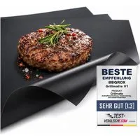 BBQROX Grillplatte [Vergleichssieger 2025] Grillmatte, Grillunterlage, 3er Set