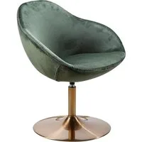 Wohnling Cocktailsessel Loungesessel SIRAN Grün Drehstuhl Clubsessel Samt Cocktailsessel Loung (Samt Grün / Gold 70x79x70 cm, Design Drehstuhl), Loungesessel Drehbar, Polsterstuhl Lounge