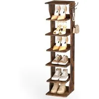 VASAGLE Schuhregal Standregal, platzsparend, für Eingangsbereich, Ecke, Schuhablage, schmal, mit 7 Ebenen, 30 x 26,4 x 110,4 cm