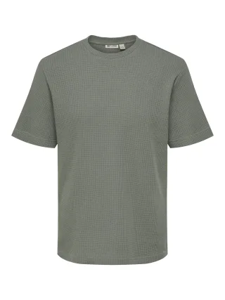 ONLY&SONS - ONSTOBIE REG SS WAFFLE TEE NOOS Castor Gray - Gr. - S