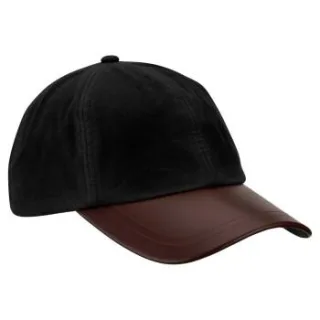 ROMNEYS Wachscap mit Lederschirm schwarz