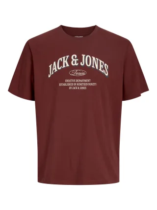 JACK&JONES - JJEDENVER LOGO TEE SS O-NECK SN Fired Brick - Gr. - L