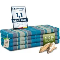Klappmatratze Faltmatratze 110 cm breit (Classic) - 200x110x8cm -, livasia, 8 cm hoch, Kapok, vegan, handgefertigt