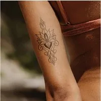 Inkster Schmuck-Tattoo Geometrisches Lotus Mandala Tattoo, wasserfestes temporäres Tattoo, 2 Wochen Halt