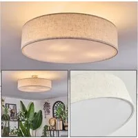 hofstein Deckenleuchte Deckenlampe aus Metall/Kunstleinen/Kunststoff in Nickel-matt/Natur, ohne Leuchtmittel, (50cm), E27