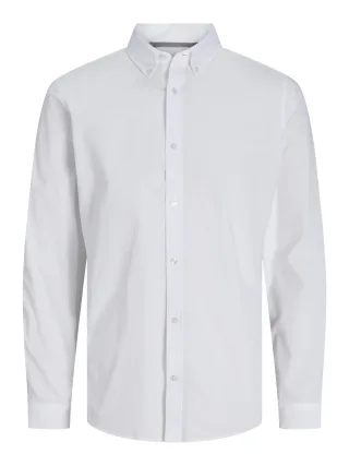JACK&JONES - JPRCCPOPLIN LOGO COMFORT SHIRT L/S SN bright white - Gr. - XL