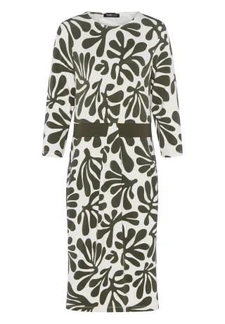 FRANK WALDER - Kleid SUNKISSED JUNGLE mit Taillenband ecru/khaki - Gr. - 38