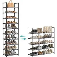 SONGMICS Schuhregal Schuhschrank, für 20 Paar Schuhe und Stiefel, mit 10 Ebenen,Metallgestell,Schuhablage