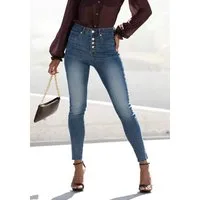 LASCANA High-waist-Jeans mit sichtbarer Knopfleiste und Stretch-Anteil, Skinny, High Waist