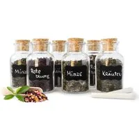 Sendez Gewürzbehälter 12 Gewürzgläser mit Korkverschluss 180ml mit. 24 Etiketten + Stift, Glas, (12-tlg)