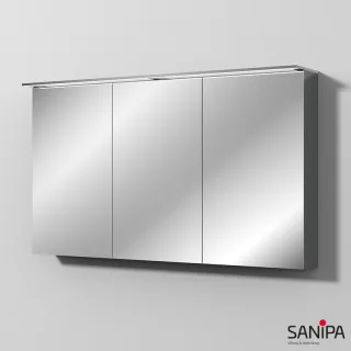 Sanipa Reflection Spiegelschrank MALTE 130 mit LED-Aufsatzleuchte, Anthrazit-Glanz SD15779
