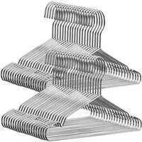 BlingBin Kleiderbügel Metallkleiderbügel aus 304 Edelstahl, 42 cm, silberfarben, (40er Set, 40-tlg), Garderobenbügel, 3 mm Drahtstärke, Design mit Rillen und Kerben