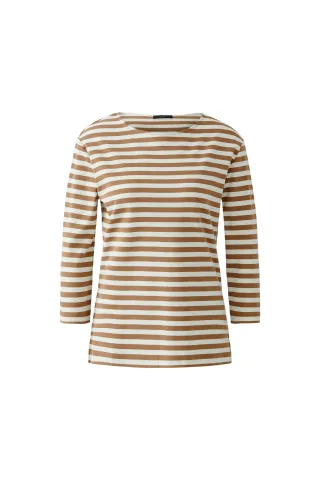 Oui - SOLEILA T-Shirt offwhite camel - Gr. - 36