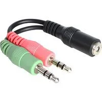 Adapter 3,5mm (Buchse) > 2x3,5mm (Stecker), Y-Kabel schwarz, 12cm