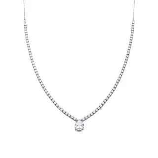 Luxenter Sterling Silber 925 Halskette mit rhodiniertem Brillant Zirkonia - Guoi