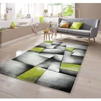 TeppichHome24 Teppich Designer Teppich mit Konturenschnitt in grün weiß grau schwarz, rechteckig