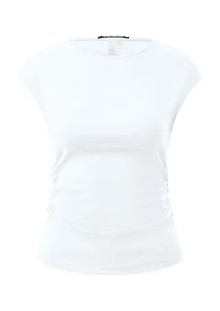 Q/S designed by - T-Shirt mit Raffung weiß - Gr. - XL