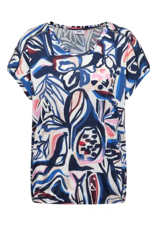CECIL - Kurzarm Shirt mit Spitzendetail universal blue - Gr. - XXL