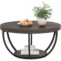 Tribesigns Couchtisch Runde Kaffeetisch Beistelltisch, Industrial 2-Tier-Kreis Couchtisch