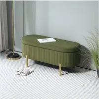 HOMCOM Sitzbank mit Stauraum Polsterbank mit Klappdeckel, Samtoptik (Sitztruhe, 1-St., Truhenbank), für Flur, Wohnzimmer, Schlafzimmer 108 x 44 x 43,5 cm, Grün