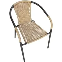 dasmöbelwerk Gartenstuhl Stapelstuhl Ibiza Gartenstuhl Bistrostuhl Armlehnstuhl Braun-Beige (1 St), Stapelbarer Gartenstuhl