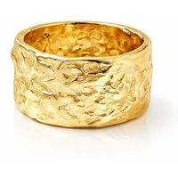 ROUGEMONT Goldring Extravaganter Goldring Statement Damen Ring gehämmert, Gehämmertes Design – einzigartige, strukturierte Oberfläche