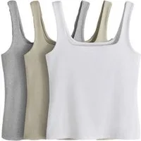 The Set Trägertop The Set Trägertops mit Karree-Ausschnitt, 3er-Pack (3-tlg)