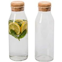 relaxdays Wasserkaraffe Glaskaraffe mit Deckel, 2er Pack