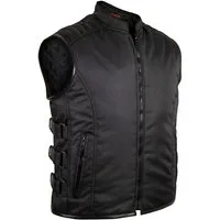 MDM Motorradweste Textil Biker Motorradweste mit Klettverschlüssen in schwarz Leichte Sommer Biker Weste im SWAT Stil