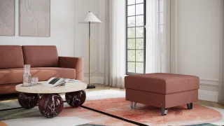 BRUNO Hocker 70x70 in Hazelnut Rot-Braun | Gemütliche Ablage und praktische Aufbewahrung