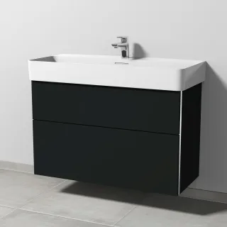 Sanipa 3way Waschtischunterbau zu Laufen VAL Waschtisch mit 2 Auszügen, Vulkan-Matt BP8241V