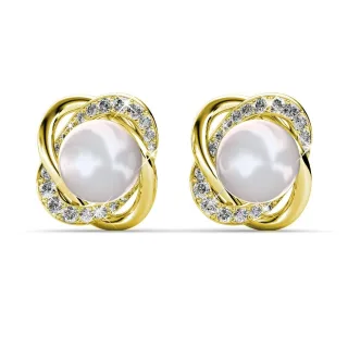 Simply Perlen-Ohrringe – Gold und Kristall