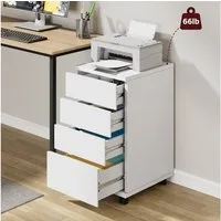 HOMECHO Aktenschrank mit 4 Schubladen Aktenschrank mit Rollen, Büroschrank