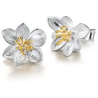 Runde Perlé Paar Ohrstecker elegante Lotus Blume Ohrstecker, handgefertigte Ohrringe, 925er Silber, 18K Gold
