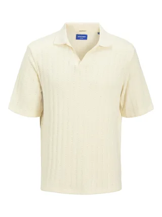 JACK&JONES - JORHYDRA SPLIT NECK POLO antique white - Gr. - XL