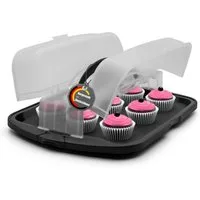 BigDean Kuchentransportbox 1 Kuchen & Muffin Transportbox ideale Partycontainer für jeden Anlass, Kunststoff, (Packung, 1-tlg., Kuchentransportbox), Langlebig, Stabil, Hoher Deckel, Clipverschluss, BPA-Frei