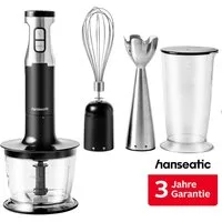 Hanseatic Stabmixer HHBL1000SD 97294244 Schneebesen Aufsatz + Rühr-/Messbecher, 1000 W, inkl. 3 Jahre Herstellergarantie
