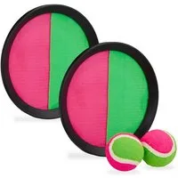 relaxdays Kinder-Gartenset Klettballspiel Set