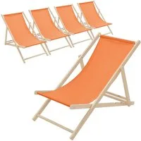 ECD Germany Gartenliege Holz Liegestuhl Beachstuhl klappbarer Strandstuhl Strandliege Liege, 5 St., 5er Set Sonnenliege mit 3-Fach verstellbarer Rückenlehne Relaxliege