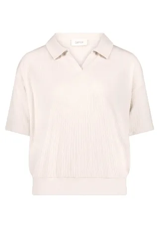 CARTOON - Poloshirt in Ripp-Optik beige - Gr. - 38