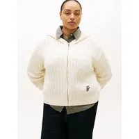 Tommy Hilfiger Curve Kapuzenstrickjacke CRV CO CABLE MID GG LS ZIP HOODY in großen Größen, mit Zopfmuster