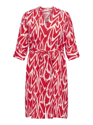 ONLY CARMAKOMA - CAROLIVERA 3/4 KNEE SHIRT DRESS AOP high risk red - Gr. - 44