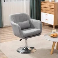 HOMCOM Relaxsessel Loungesessel mit Metallrahmen Lesesessel mit Mikrotuch (gepolstert Drehstuhl, 1-St., höhenverstellbar Loungesessel), für Schlafzimmer, Wohnzimmer, Grau