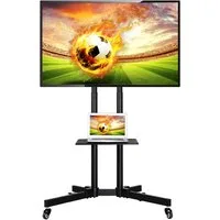 Yaheetech TV-Ständer Mobile TV-Halterung mit Doppelstangen, (bis 60 Zoll, Mobile TV Standfuß für 30 – 60 Zoll LCD LED OLED Plasma Fernseher)