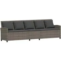 vidaXL Gartenlounge-Set Gartensofa 5-Sitzer mit Kissen Grau Poly Rattan, (1-tlg)